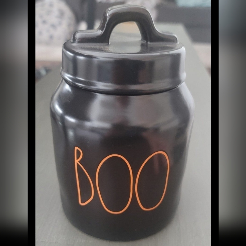 Rae Dunn Black and Orange Baby Boo Halloween Canister